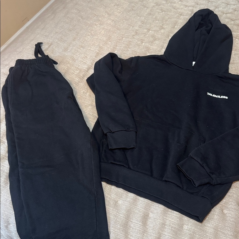 TALENTLESS Black Logo Hoodie and Joggers Set - Picture 2 of 4